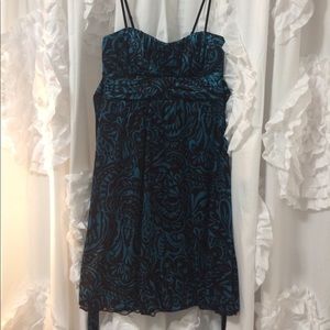 Ruby Rox Brown & Turquoise Silky Dress